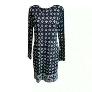 Michael Kors Geometrical Blue Jersey Stretch Shift Dress Gorgeous Women’s Small